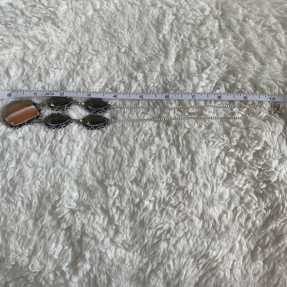 2328 Chic Silver and Brown Gemstone Necklace - Picture 5 of 7